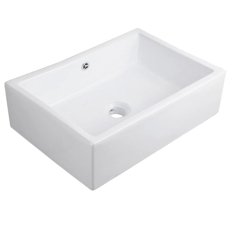 Novatto 20.5'' Porcelain Rectangular Bathroom Sink with Overflow, Chrome