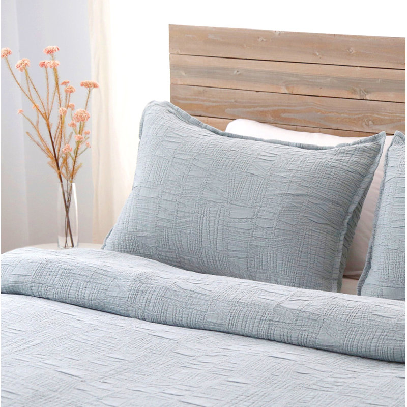 Harbour Navy/Sea Glass/Taupe/White Cotton Piece Sham, King, Sea Glass