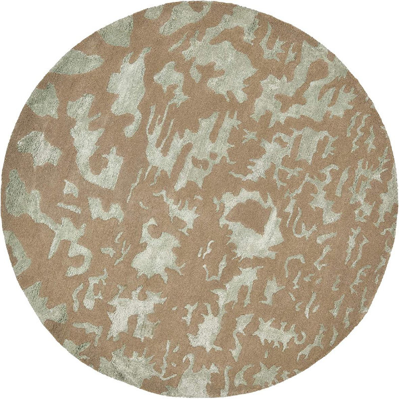 Jorie Hand Tufted Wool/Cotton/Viscose Abstract Rug in Taupe, Round 6'