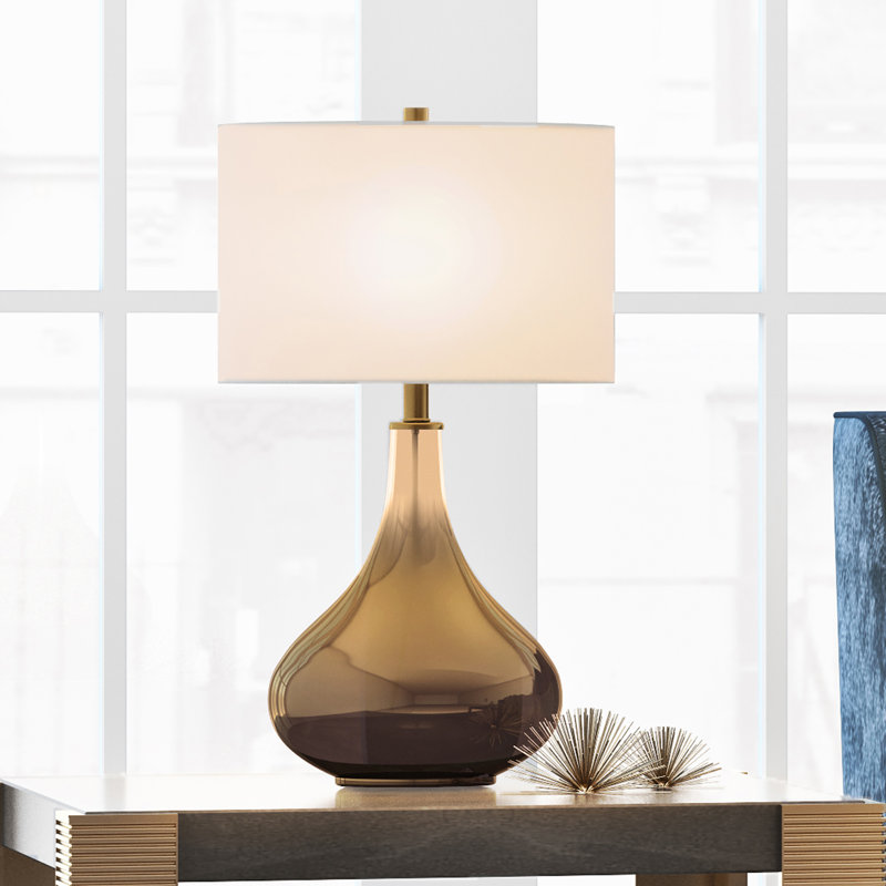 Khania Glass Table Lamp, Brass