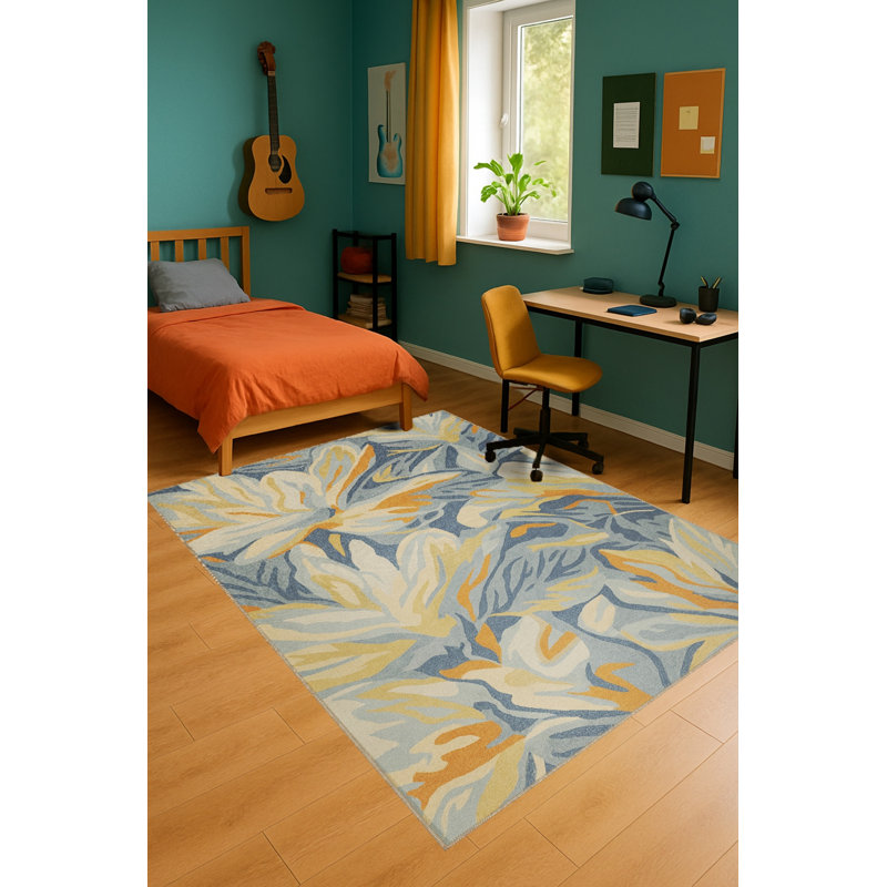 Tapis vert tissé à motif lavable Mosso, 3'3" x 6'7"