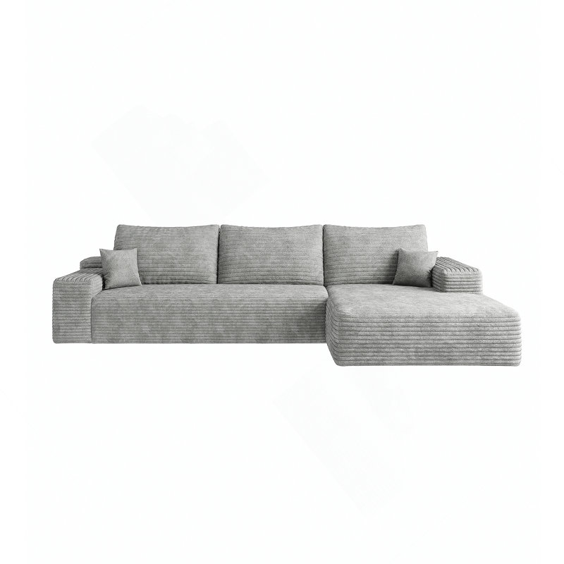 Canapé-lit gauche confortable et élégant avec méridienne réversible, parfait pour la détente, peu encombrant et multifonctionnel dans les espaces de vie