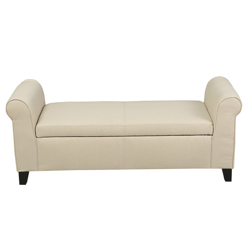 Banc de rangement rembourré Aisyah, Tissu beige