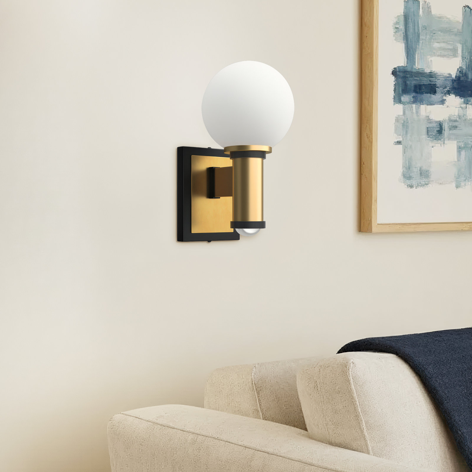 2 Light Glass Dimmable LED Armed Sconce