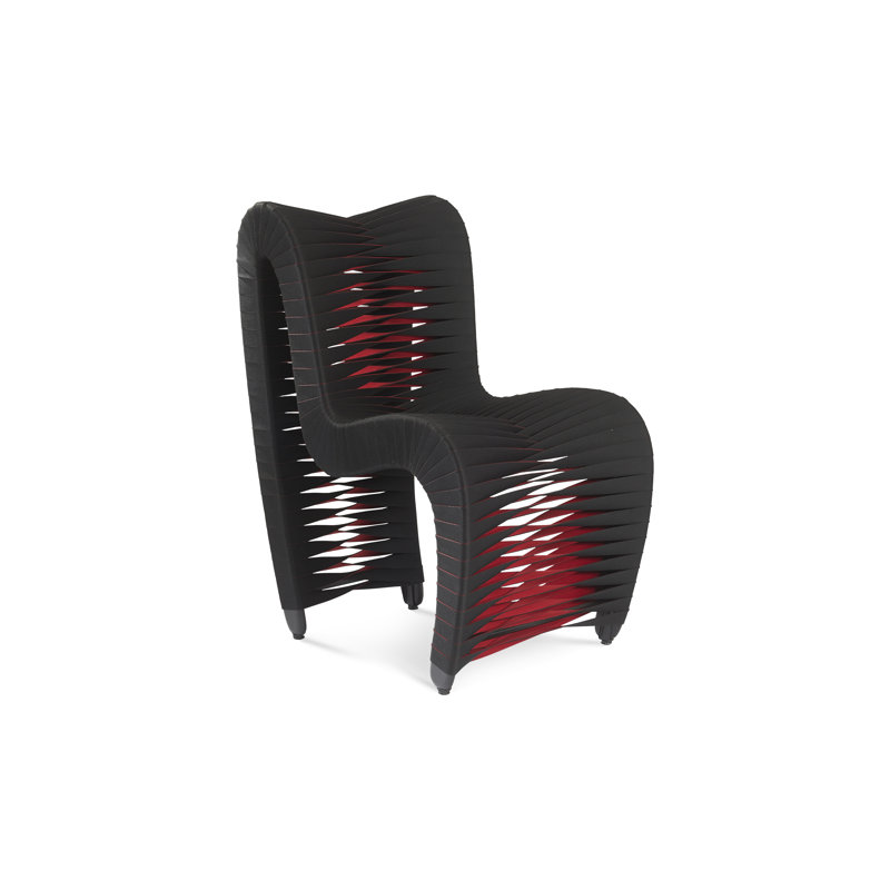 Chaise d'appoint rembourrée en coton, Noir/rouge
