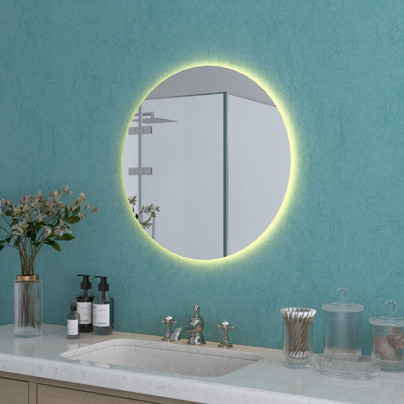 Round Aluminum Framed Backlit LED Bathroom Vanity Mirror, Dimmable, Anti-Fog, 3 Color Temperatures