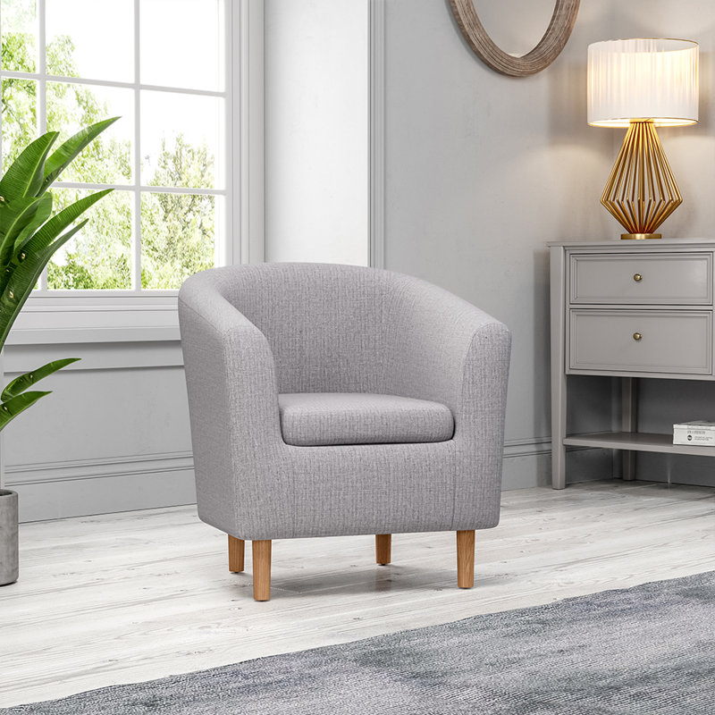Twickenham Upholstered Barrel Chair, Light Grey