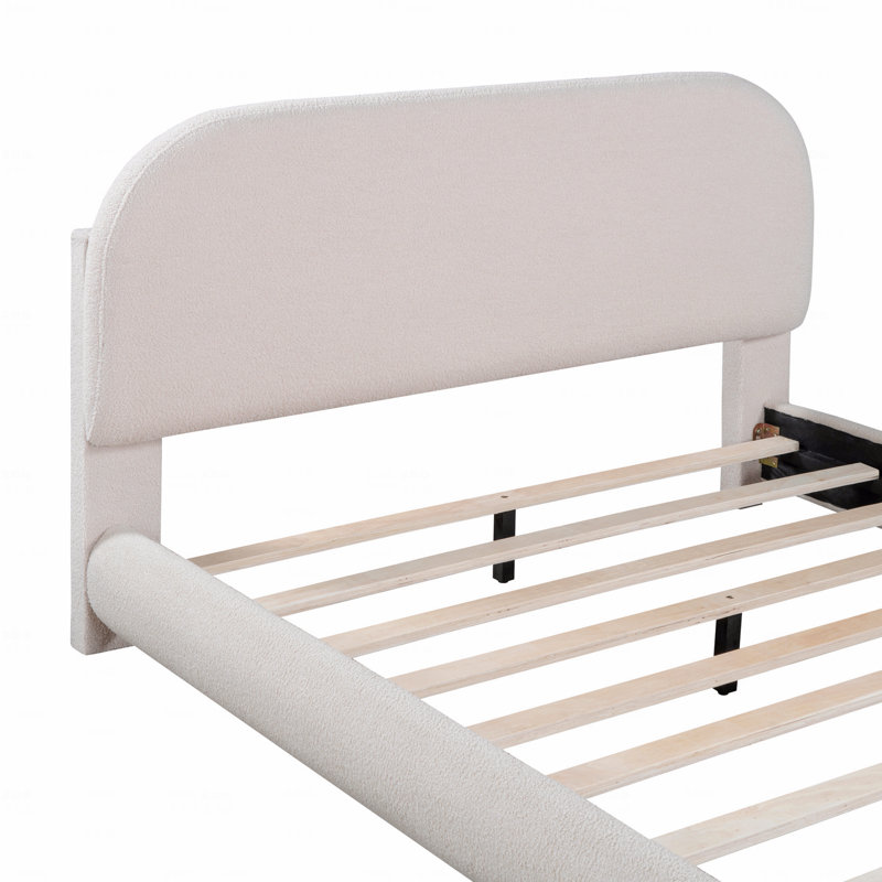 Lit plateforme en tissu d'ameublement Teddy, Lit double