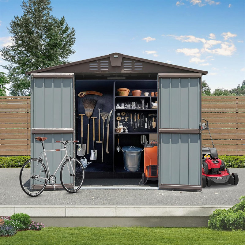 Remise de rangement extérieure 8,2 x 6,2 pi avec portes verrouillables et évents Jalen