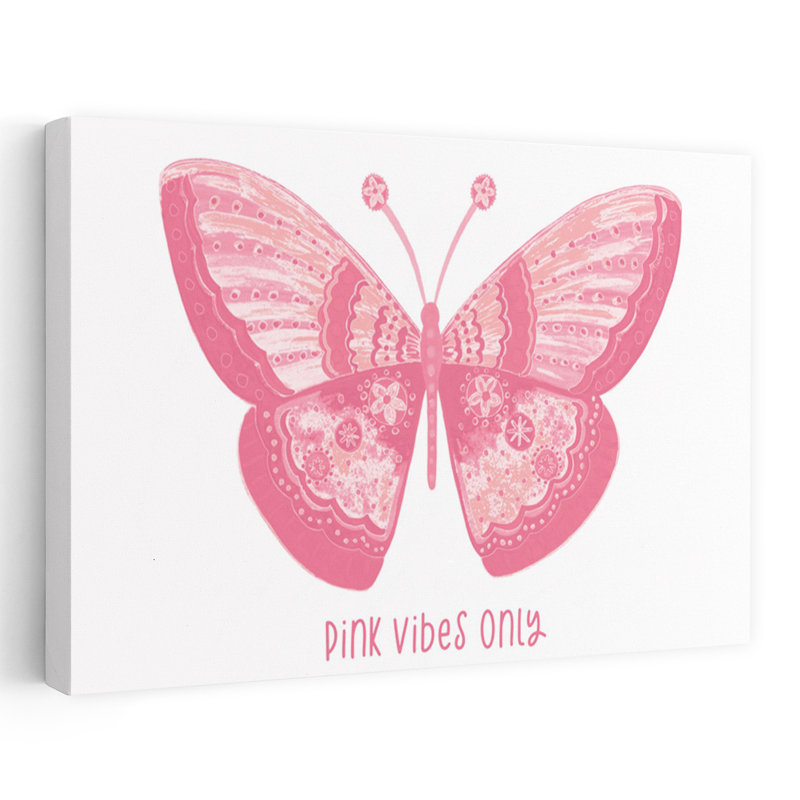 Pink Vibes Only Butterfly by Annie LaPoint - Wrapped Canvas Print, 40.64cm H x 60.96cm W