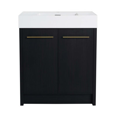 Meuble-lavabo autoportant de 30 po avec lavabo en résine et porte à fermeture douce