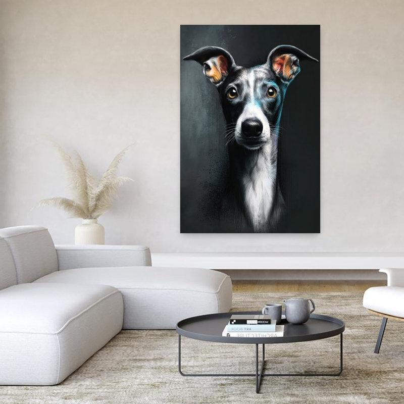 Whippet dog Contemporary Dog Animal, art mural, H 60 po x l 40 po