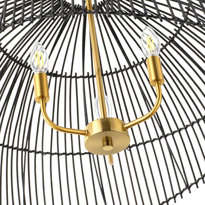 3-Lamp Black Vine Weaving Dimmable Pendant Light