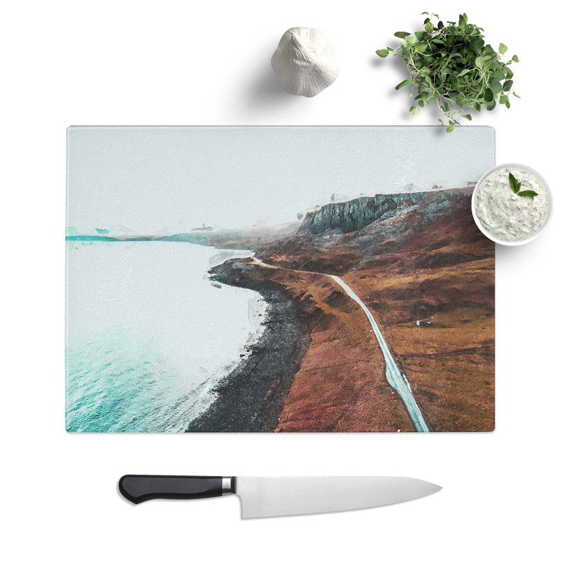 Tempered Glass Coast of Isle of Skye in Scotland Chopping Board, 39 cm W x 28.5 cm L