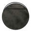 Miroir à cadre en métal noir rond avec tablette en bois