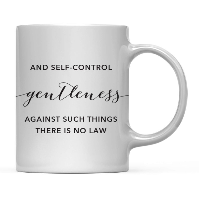 Bible moderne chrétienne noire versets 11 oz. Cadeau de tasse à café, Galates 5: 23: douceur et maîtrise de soi. Contre de telles choses, il n'y a pas de loi., Paquet de 1