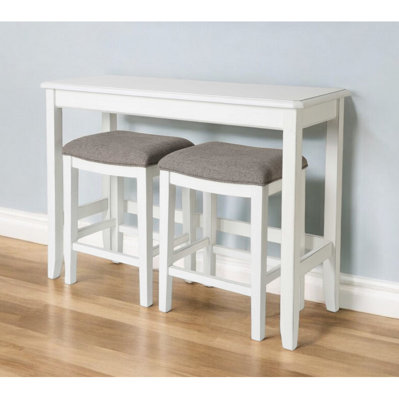 Deljan 49" Three Piece White Rectangular Solid and Manufactured Wood and Solid + Manufactured Wood Bar Table, White