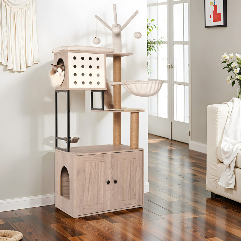 Cat Tree with Litter Box Enclosure