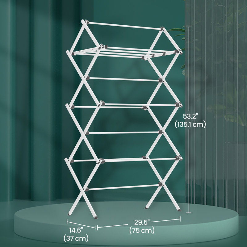 Steel Foldable Accordion Drying Rack, White