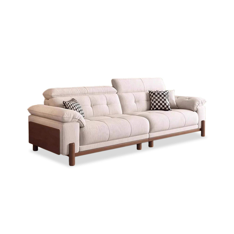 Canapé modulaire en chenille crème et blanc, Chenille crémeux / blanc, H 40,55 po x l 94,49 po x P 39,37 po