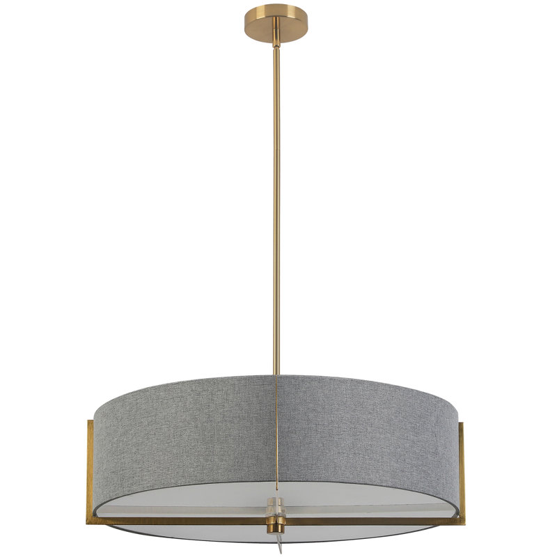 Luminaire suspendu incandescent 4 lumières Braidon, Gris, Laiton vieilli