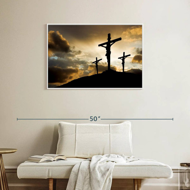 Cross In Calvary, Floating Frame White, 37" X 25"
