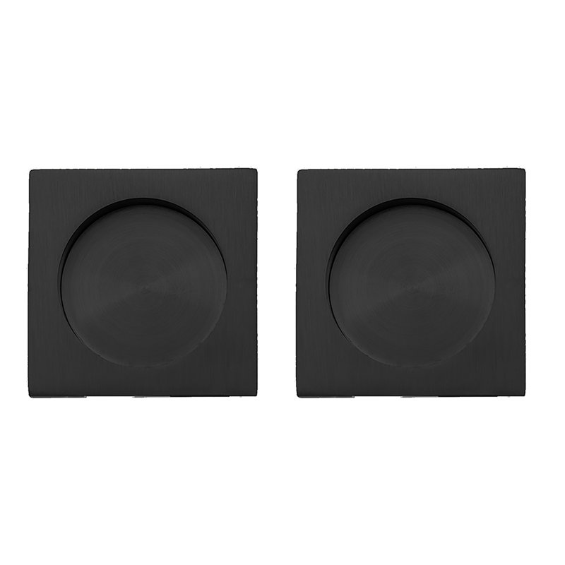 Square Pocket Door Passage Set with Finger Edge Pull, Satin Black