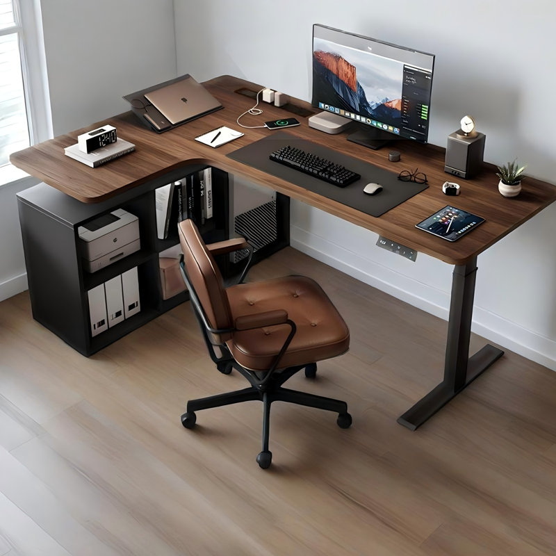 Bureau de coin électrique moderne en L moderne et minimaliste, H 46,85 po x l 55,12 po x P 43,31 po