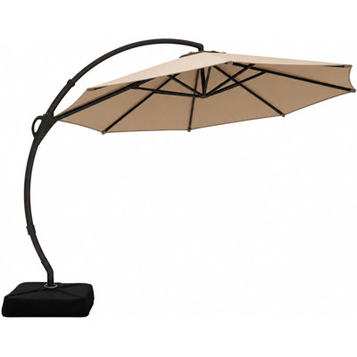 Outdoor Patio Umbrella with Base included, 11 FT Deluxe Curvy Cantilever Umbrella with 360° Rotation for Market, Pool, Garden, Backyard, Deck