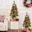 Mini arbre de Noël artificiel, arbre de Noël illuminé 3 pi avec base en toile de jute, 78 lumières DEL blanc chaud, petit arbre de Noël des Fêtes avec pommes de pin, grappes de baies rouges