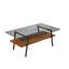 Table basse moderne moderne, plateau de table en verre trempé gris avec pieds en métal noir pour le salon | Idée de cadeau-883679285