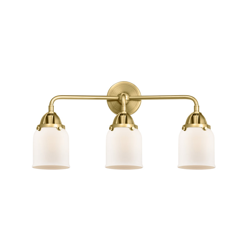 Éclairage pour meuble-lavabo à 2 lumières 5 po et 3 clochettes 23 po Shauna, Blanc mat, Or satiné, Incandescente