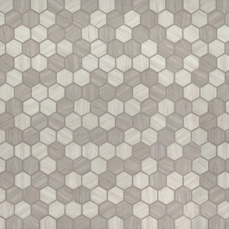Montessa Ashwood Hexagon 12 in. x 13 in. Glossy Glass Mosaic Floor and Wall Tile