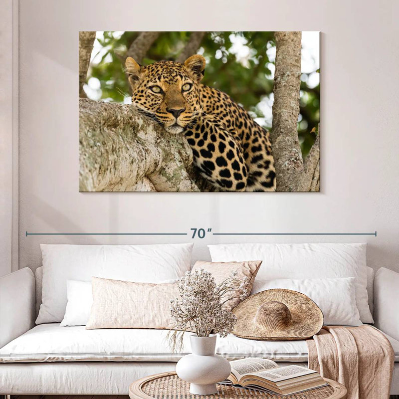 Brampt Leopard On Tree Trunk