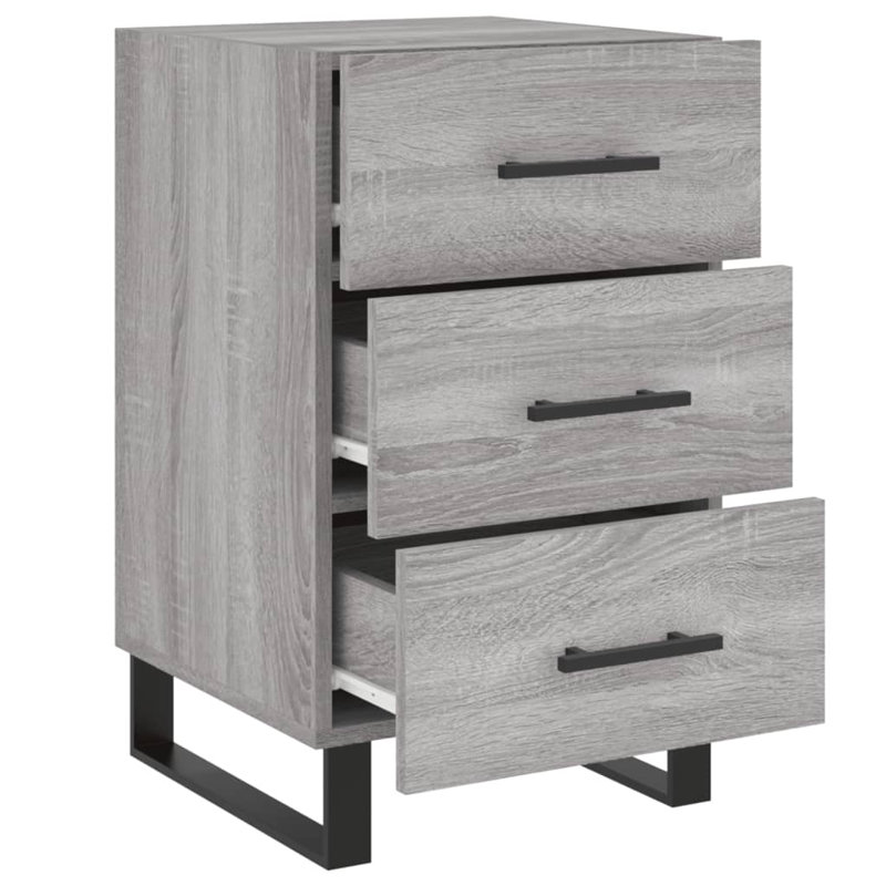 Mazari 40cm W Iron Bedside Table, Grey Sonoma