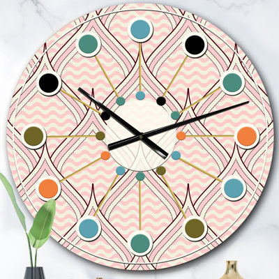 Ornement rétro avec éléments décoratifs - horloge murale moderne Mid-Century