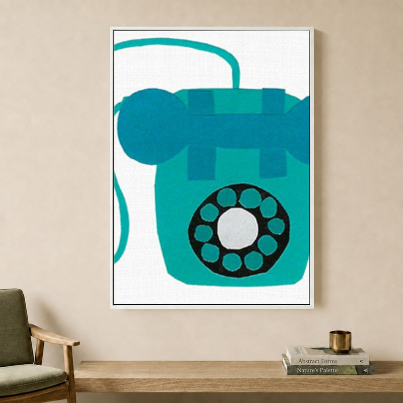 «Retro Téléphone Blue» par Jen Bucheli - Impression sur toile