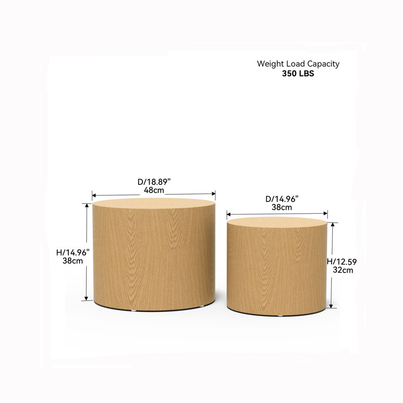 Drum Nesting Tables (set Of 2),Coffee TableLiving Room Table, Beige