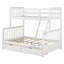Lit superposé simple au-dessus de double avec 2 tiroirs de rangement, lit superposé en bois massif avec échelle et garde-corps, peut être séparé en 2 lits-993839624