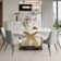 Dashon Modern Rectangular Sintered Stone Dining Table with Gold Stainless Steel Base