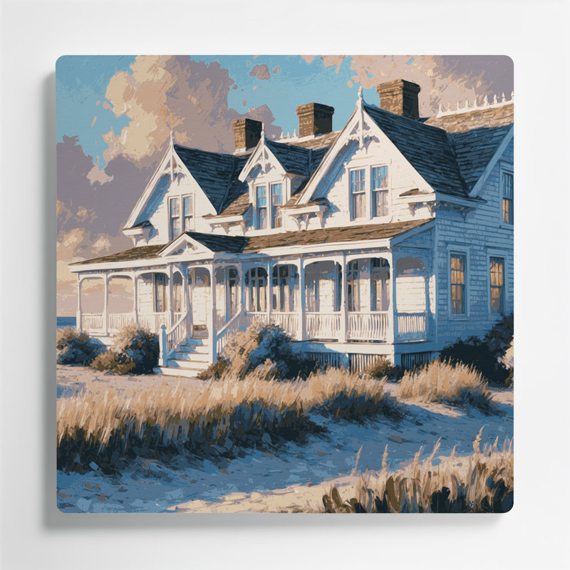 Art mural gris classique Coastal Beach House, H 32 po x l 32 po