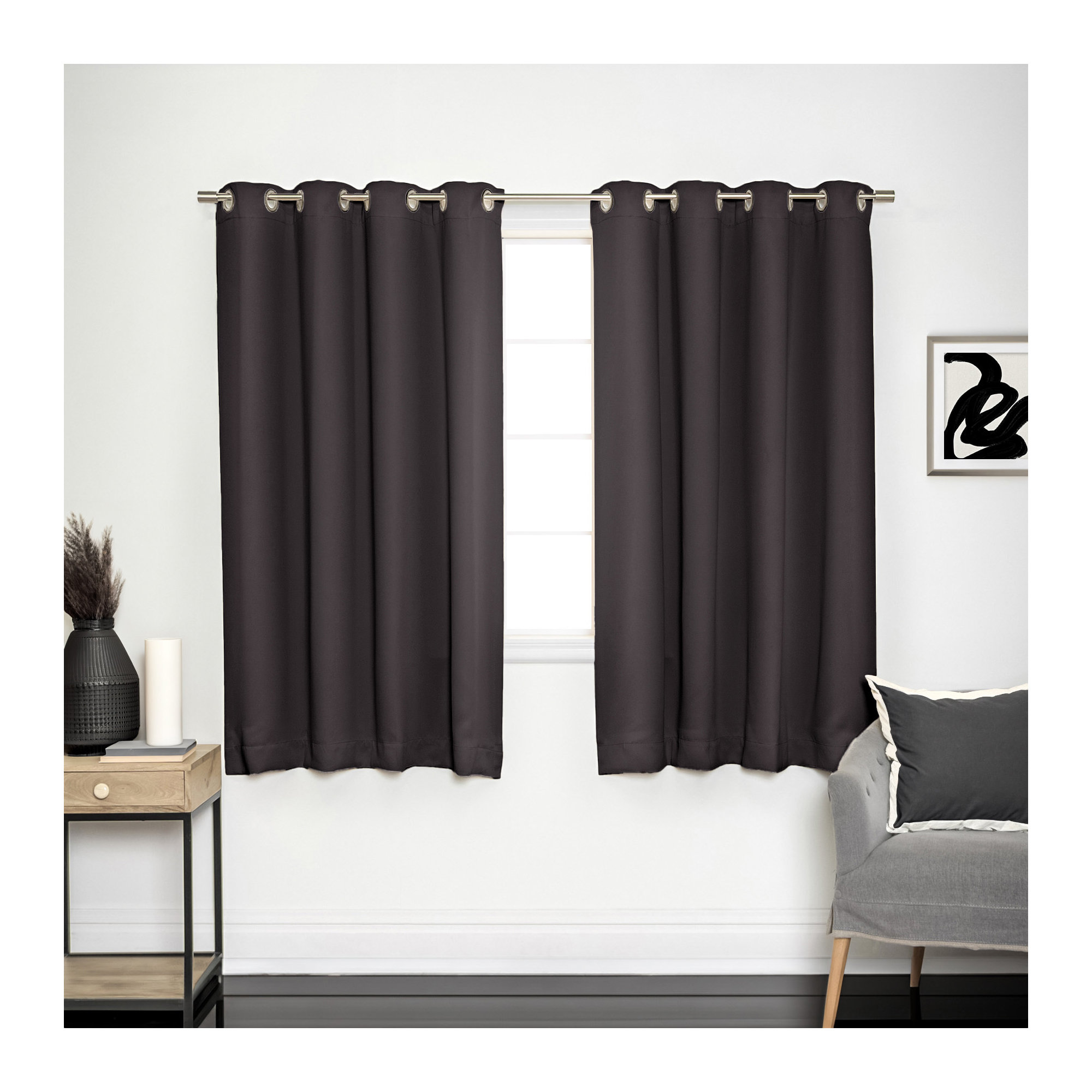Schaeffer Blackout Curtain, Dark Gray, 52" W x 63" L