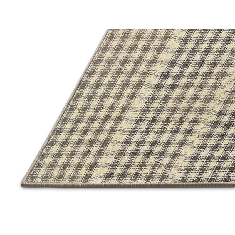 Noir abstrait/beige Tapis décoratif, Rectangle 7 pi x 9 pi