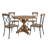 Diskin Rustic X-Base Round Pine Finish Dining Table Set - Table And 4 X-Back Metal Chairs-1462980161-1462980219
