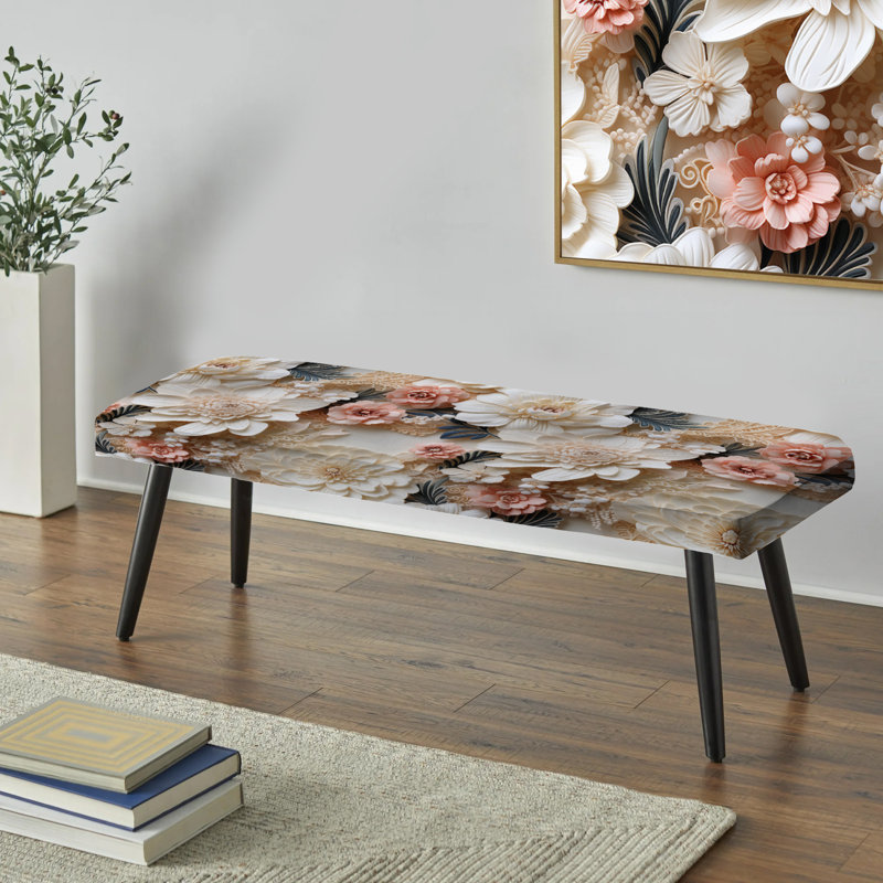 Banc blanc rembourré floral blanc