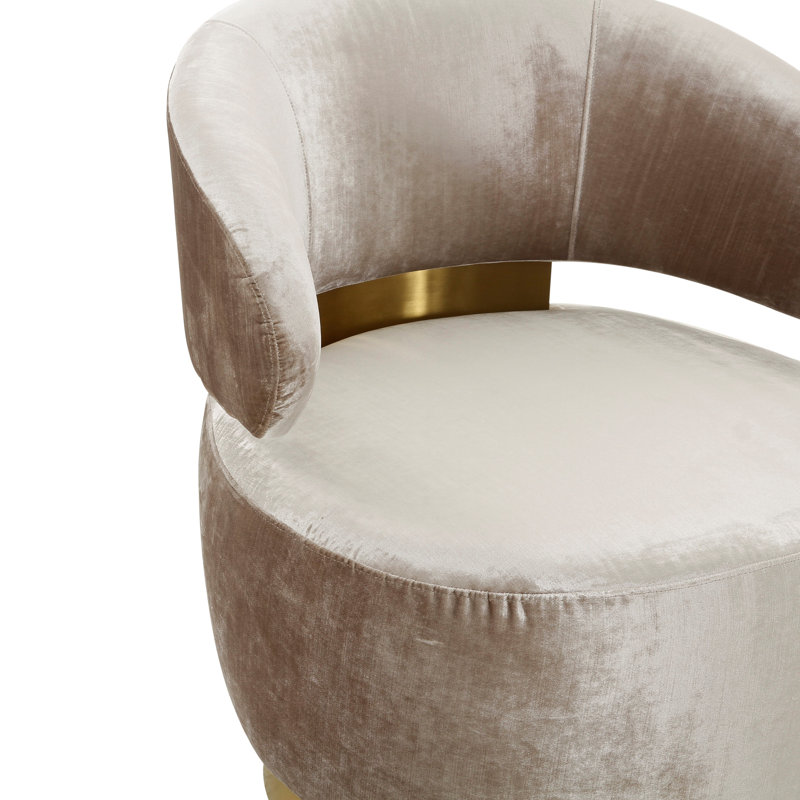 Upholstered Swivel Barrel Chair, Champagne Faux Fur