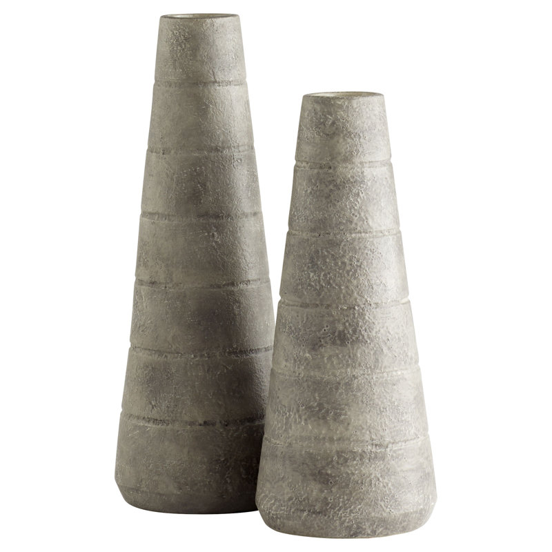 Thera Handmade Ceramic / Porcelain Table Vase, Gray, 16.75" H x 7" W x 7" D