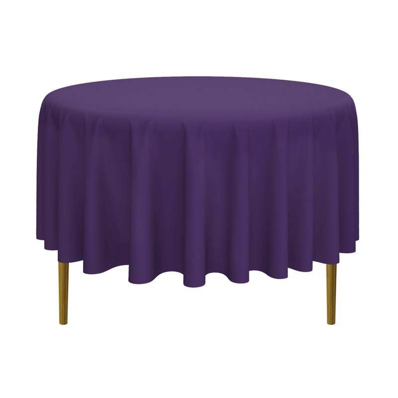 Solid Color Round Tablecloth, Burgundy, 5, 90" L x 90" W 