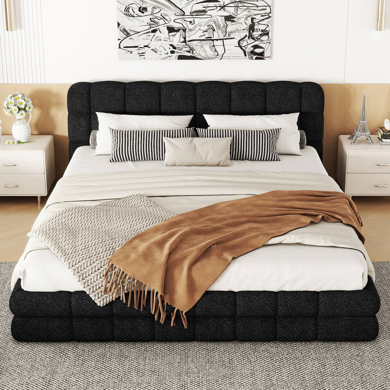 Lit plateforme tapissier, Noir