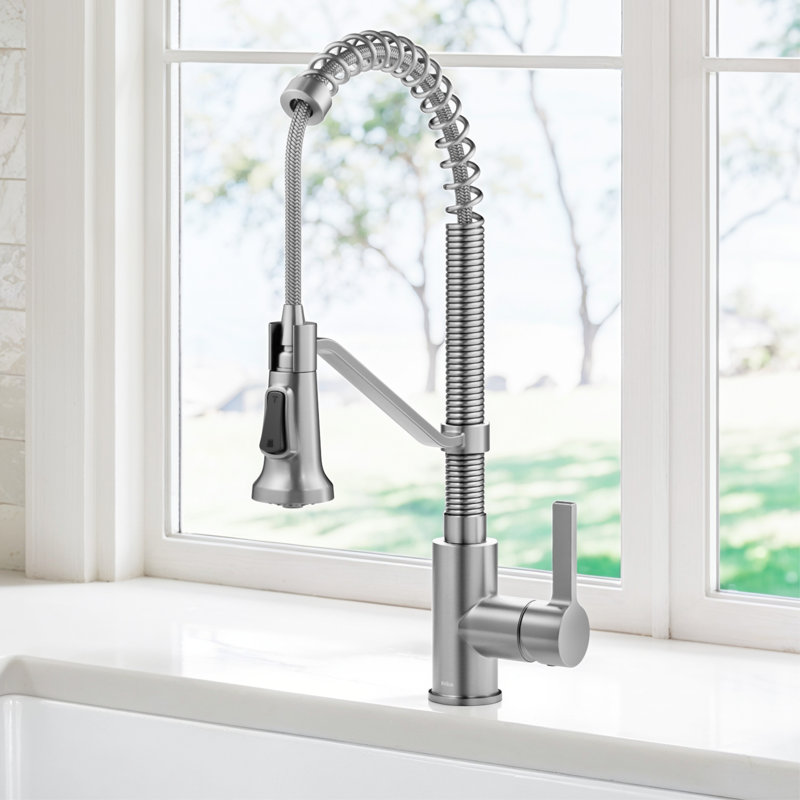 Robinet de cuisine à poignée simple KRAUS Britt , Acier Inoxydable
